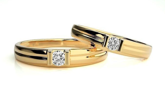 nozze gruppo musicale 977 gioielleria squillare oro anelli diamante Fidanzamento coppia lusso platino argento sposa sposo bande stampabile 3d print model - Mito3D