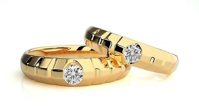 Boda banda 980 anillos diamante joyería joya anillo oro Pareja lujo platino plata novia novio bandas compromiso 3d print model - Mito3D