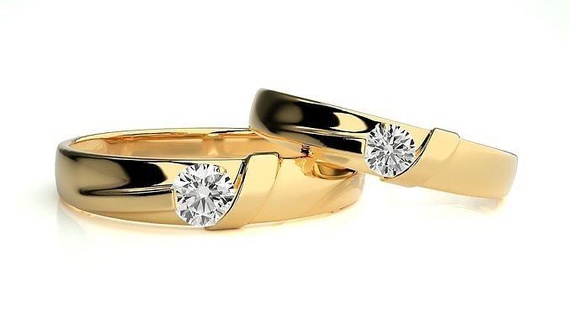 nozze gruppo musicale 984 diamante Fidanzamento gioielleria squillare oro anelli coppia lusso platino argento sposa sposo bande stampabile 3d print model - Mito3D