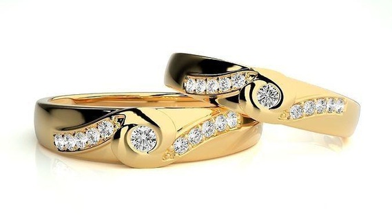 nozze gruppo musicale 990 gioielleria squillare oro anelli diamante Fidanzamento coppia lusso platino argento sposa sposo bande stampabile 3d print model - Mito3D