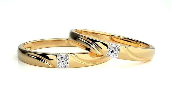 mariage bande 993 bijoux bague or anneaux diamant engagement couple luxe platine argent mariée jeune marié bandes imprimable 3d print model - Mito3D