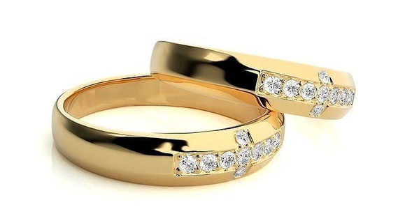 düğün grup dc nhan 4 takı yüzük altın yazdırılabilir parlak yüzükler elmas nişan lüks Solitaire platin değerli çift 3d print model - Mito3D