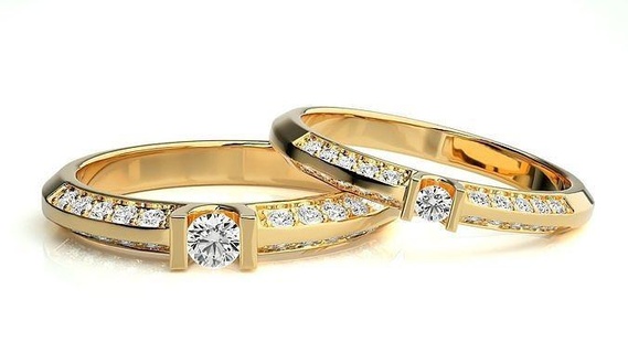 Hochzeit Band hc0713 286 Schmuck Ring Gold druckbar brillant Ringe Diamant Engagement Luxus Solitär Platin wertvoll Paar 3d print model - Mito3D