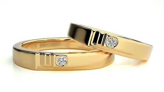nozze gruppo musicale hc0713 312 gioielleria squillare oro stampabile brillante anelli diamante Fidanzamento lusso solitario platino prezioso coppia 3d print model - Mito3D