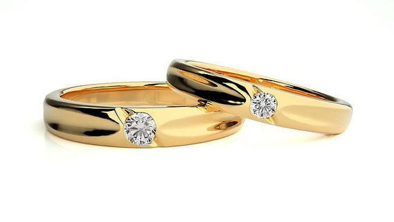 mariage bande hc0713 336 bijoux bague or imprimable brillant anneaux diamant engagement luxe solitaire platine précieux couple 3d print model - Mito3D
