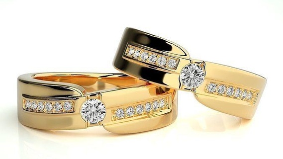 mariage bande hc0713 340 bijoux bague or imprimable brillant anneaux diamant engagement luxe solitaire platine précieux couple 3d print model - Mito3D