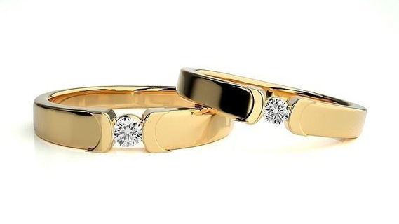 mariage bande hc0813 356 bijoux bague or imprimable brillant anneaux diamant engagement luxe solitaire platine précieux couple 3d print model - Mito3D