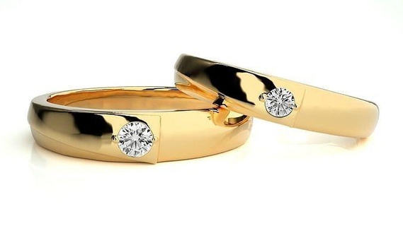 mariage bande hc0813 357 bijoux bague or imprimable brillant anneaux diamant engagement luxe solitaire platine précieux couple 3d print model - Mito3D