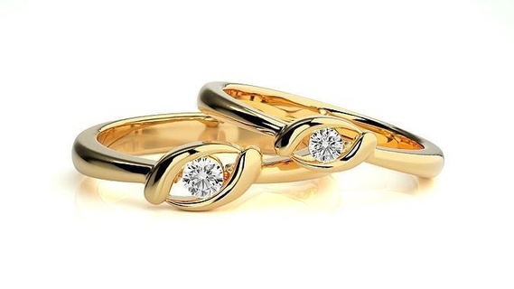 mariage bande hc0813 360 bijoux bague or imprimable brillant anneaux diamant engagement luxe solitaire platine précieux couple 3d print model - Mito3D