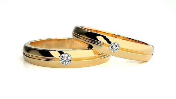 mariage bande hc0813 374 bijoux bague or imprimable brillant anneaux diamant engagement luxe solitaire platine précieux couple 3d print model - Mito3D