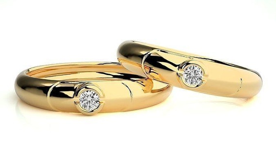 mariage bande hj4 1585 bijoux bague or imprimable brillant anneaux diamant engagement luxe solitaire platine précieux couple 3d print model - Mito3D