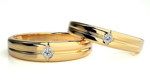 düğün grup hj4 1586 takı yüzük altın yazdırılabilir parlak yüzükler elmas nişan lüks Solitaire platin değerli çift 3d print model - Mito3D
