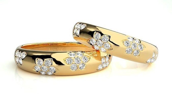 mariage bande mau 1821 bijoux bague or imprimable brillant anneaux diamant engagement luxe solitaire platine précieux couple 3d print model - Mito3D