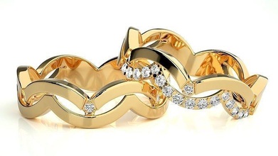 mariage bande échelle bijoux bague or imprimable brillant anneaux diamant engagement luxe solitaire platine précieux 3d print model - Mito3D