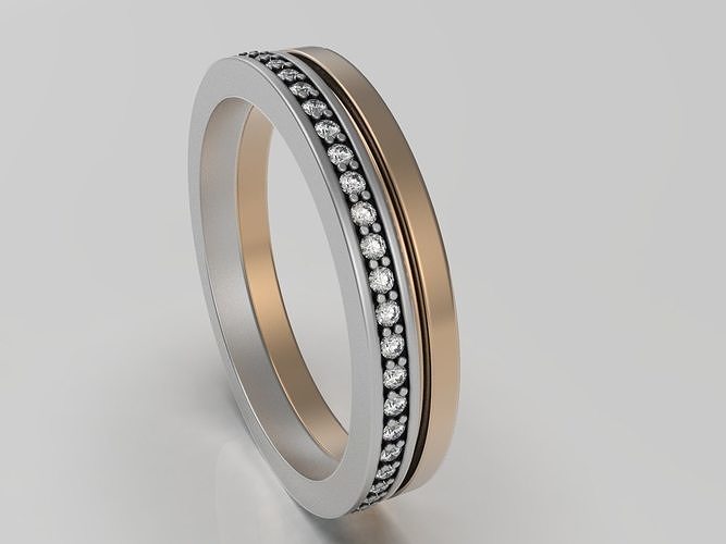 Boda banda completo eternidad joyería joya anillo diseño plata imprimible diamante libra esterlina humano anillos 3D print model - Mito3D