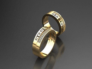 wedding band greek meander jewelry gold silver rings ring diamond woman man 3d print model - Mito3D