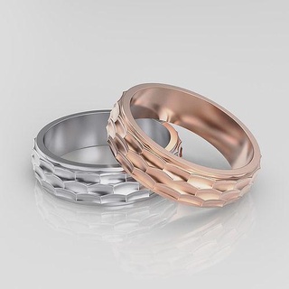 mariage bande Hommes bague argent or bijoux anneaux imprimable 3d gemme brillant diamant blanc Collier engagement beauté bandes 3d print model - Mito3D