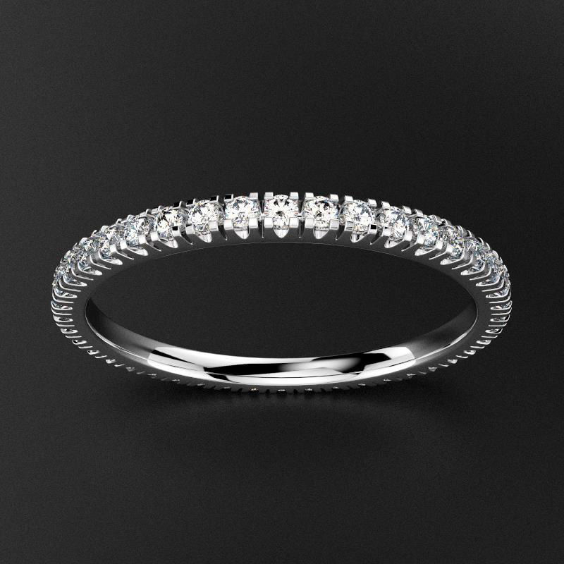 wedding band pave diamond 30 points ring bridal jewelry micro diamonds 3dprintable rings eternity 3D print model - Mito3D