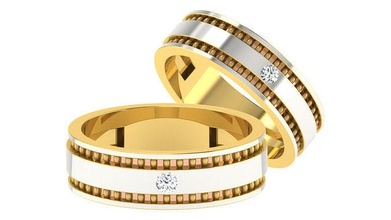 Boda banda promesa anillos compromiso joyería imprimible joya diamante anillo oro novia novio Pareja platino bandas solitario silueta matrimonio 3d print model - Mito3D