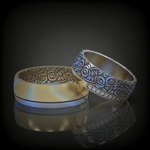 wedding band promise rings roses diamonds set pair couple pattern diamond jewelry 3d print model - Mito3D