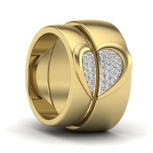 mariage bande promettre anneaux engagement bijoux imprimable bijou diamant bague or mariée jeune marié gemme couple platine bandes solitaire 3d print model - Mito3D