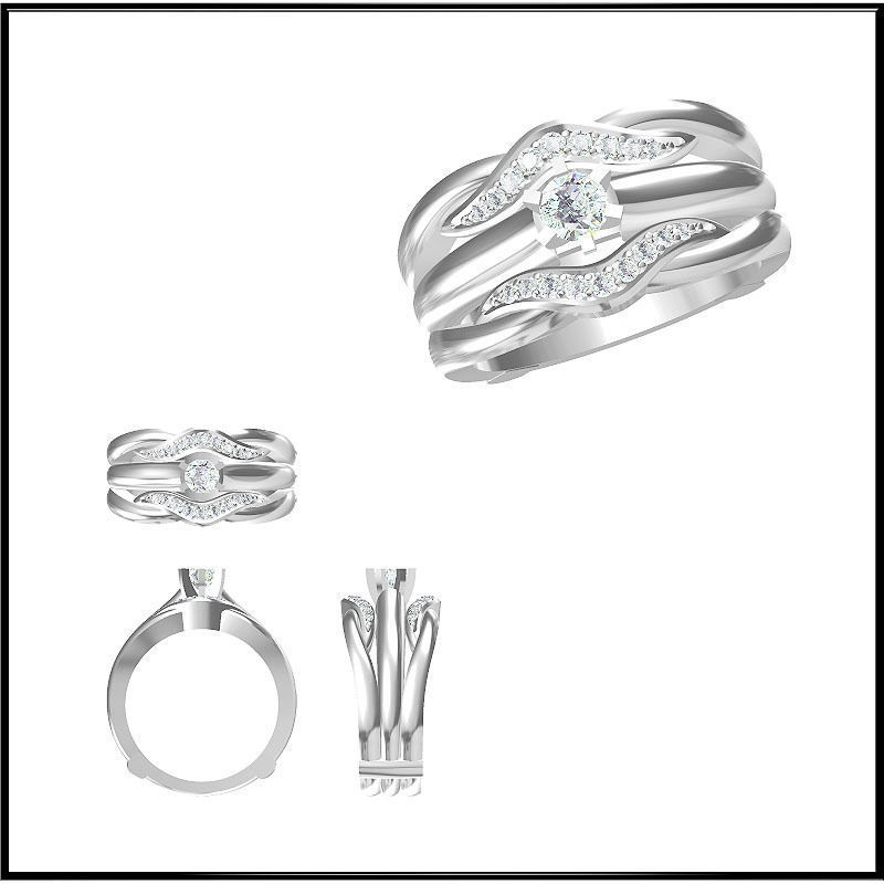 banda di nozze anelli donne rhinoceros 3d design gioielli oro bande mens diamante rosa corrispondenti anello nuziale in l'eternità band fascia diamanti 3D print model - Mito3D