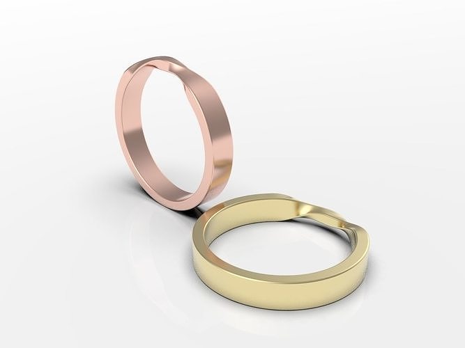 Boda banda giro compromiso oro joyería joya plata libra esterlina anillo platino Moda humano espacio amor romance enamorado belleza mano anillos 3D print model - Mito3D