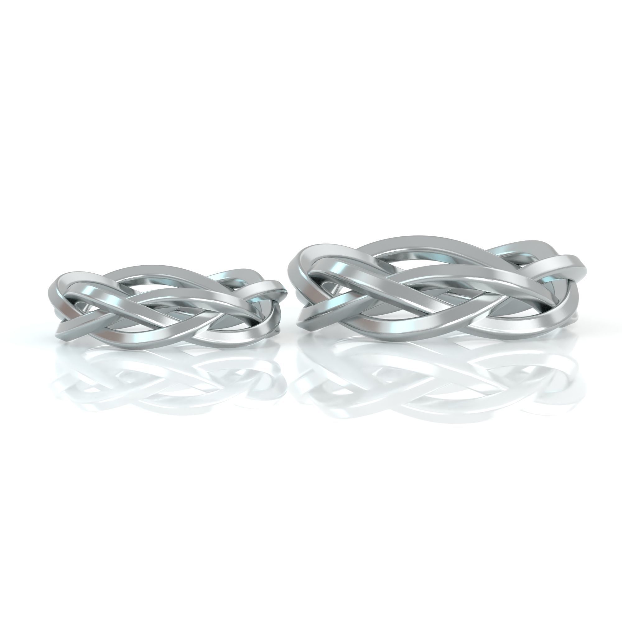 wedding band wire braided rings knot silver 3d printed jewelry cad design gold 3D print model - Mito3D