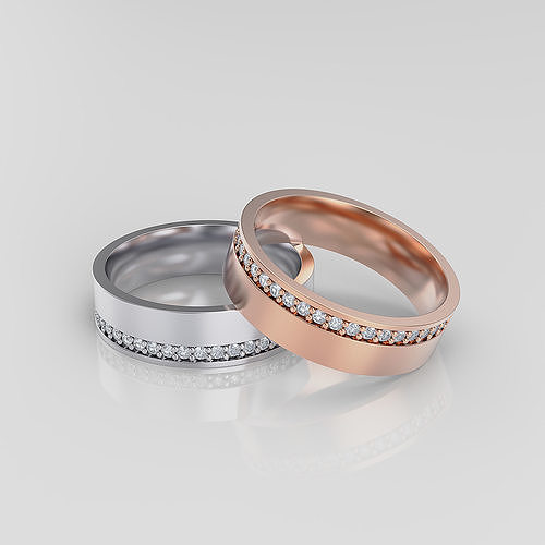 Hochzeit Band Frauen Silber Gold Schmuck Ringe 3d Platin brillant Diamant Weiß Engagement Schönheit Bands Ring druckbar 3D print model - Mito3D