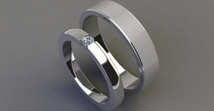 mariage bandes bijoux or argent imprimable diamant bague engagem platine engagement brillant sterling anneaux 3d print model - Mito3D