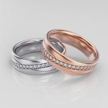 Hochzeit Bands Ring Silber Gold Schmuck Ringe druckbar 3d Platin Juwel brillant Diamant Mode Weiß Halskette Engagement Schönheit 3d print model - Mito3D