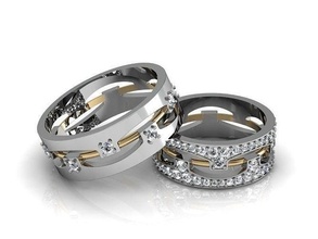 Hochzeit Bands 3d drucken Modelle Schmuck Ringe druckbar Engagement Diamant Ring Juwel Silber brillant Platin Gold Kleidung Mode Ehe 3d print model - Mito3D