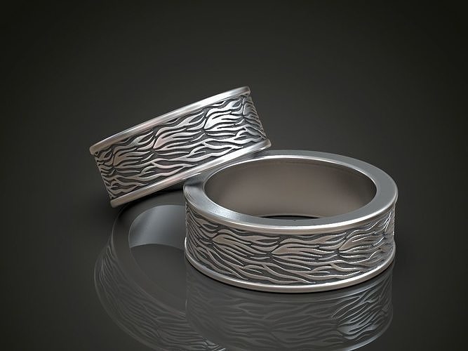 mariage bandes couple promettre anneaux bijoux argent imprimable bague hommes 3D print model - Mito3D