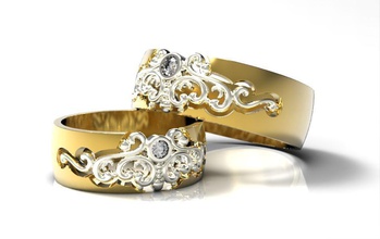 bandes de mariage diamonds2 bijoux les anneaux l'anneau le diamant or pierre précieuse 3d print model - Mito3D