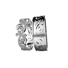casamento bandas flora diamantes argolas anel jóia diamante joalheria ouro jóias joias 3d print model - Mito3D