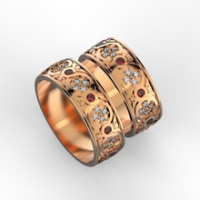 bandas de la boda adorno joyería anillo los anillos precioso joya el diamante compromiso piedras preciosas diamantes gem oro ruby 3d print model - Mito3D