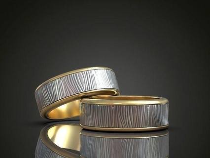 nozze bande promettere anelli uomini donne legno struttura squillare paio oro coppia gioielleria legna colorato giallo bianca argento moda stampabile sterlina engagement 3d print model - Mito3D