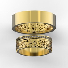 wedding bands roses jewelry rings ring jewel diamond gold jewellery 3d print model - Mito3D