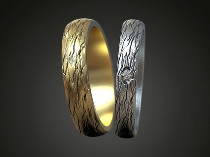 wedding bands set promise pair rings jewelry handcrafted handmade ring jewellery craft band 3d print model - Mito3D