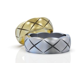 mariage bandes ensemble promettre anneaux engagement bande bague or luxe marque argent imprimable bijou bijoux 3d print model - Mito3D