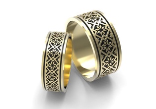 wedding bands tracery 3 jewelry rings ring jewel jewellery gold 3d print model - Mito3D