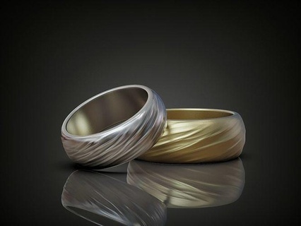 mariage bandes ondulé promettre anneaux bague paire bijoux hommes 3dprinted 3dwarehouse or argent 3d print model - Mito3D