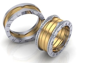 Casamento bv espiral argolas anel ouro diamante joalheria gema imprimível moda 3d print model - Mito3D