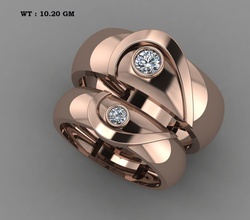 wedding couple heart rings jewelry engagement ring gold 3d print model - Mito3D