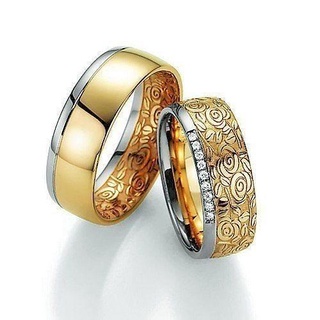 Hochzeit Paar Ringe Rose Flora Muster 748 fischer trauringe elegant weiblich Gold Schmuck Ring Frau gepaart durchbrochen Original 3d print model - Mito3D