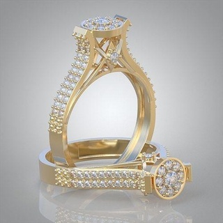 mariage diamant bague 3d 0092 imprimable model12ol platine bijoux or argent bijou pendentif pendentifs luxe anneaux boucle d'oreille boucles d'oreilles bracelet Collier Chaînes 3d print model - Mito3D