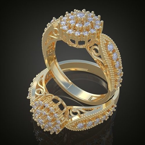 Boda diamante anillo 3d 0097 imprimible model12 platino joyería joya oro plata colgante pendiente colgantes lujo anillos arete pendientes pulsera collar cadenas 3D print model - Mito3D