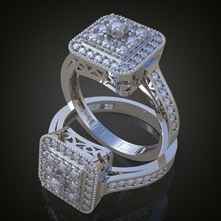 Hochzeit Diamant Ring 3d 0159 druckbar model20 Schmuck Gold Silber Juwel Anhänger Ohrring Ohrringe Armband Halskette Luxus Ringe Platin Ketten Armreifen 3d print model - Mito3D