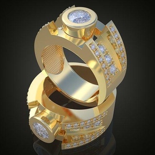 Boda diamante anillo 3d 0165 imprimible model10 moda belleza platino joyería joya oro plata libra esterlina enganchar piel colgante pendiente colgantes anillos 3d print model - Mito3D