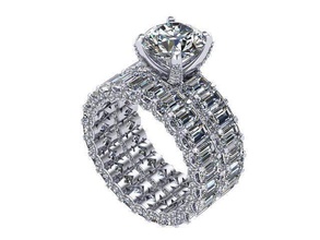 wedding diamond set golden silver jewelry ring band rings 3d print model - Mito3D